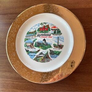 Vintage Montana Treasure State Collectible Souvenir Commemorative Plate 10 Inch